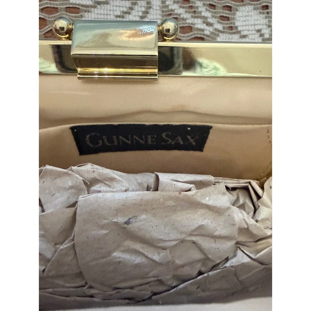 Gunne Sax by Jessica McClintock Blush Pink Satin Pleated Evening Clutch Bag